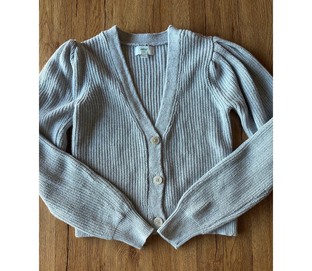 American Eagle Gray Oversized Half-Zip Sweatshirt Size S